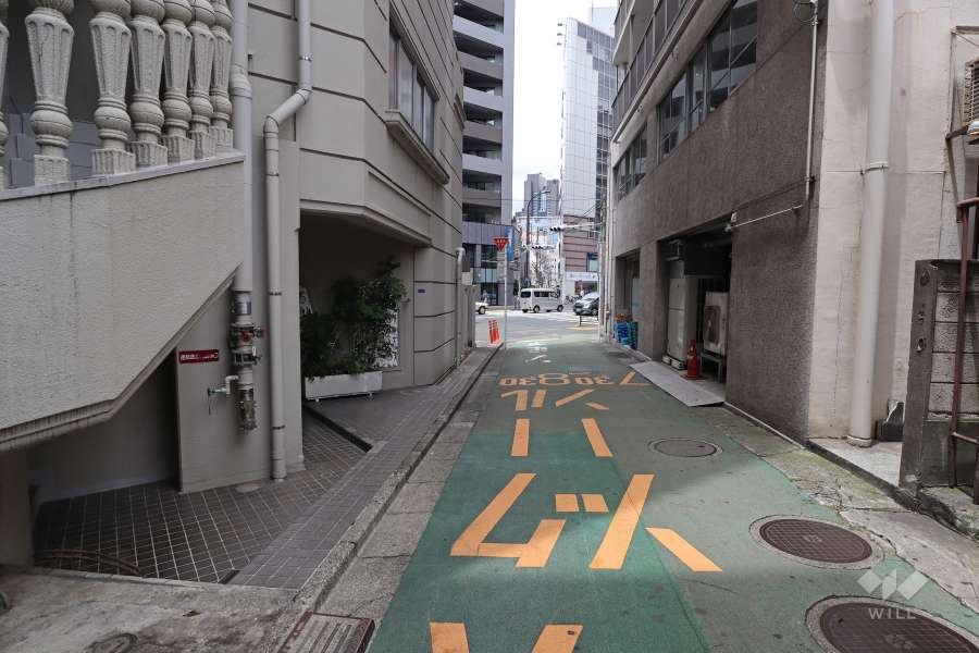 敷地北東側の前面道路（南東側から）