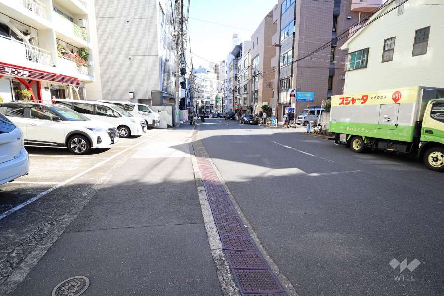 敷地南側の前面道路（西側から）