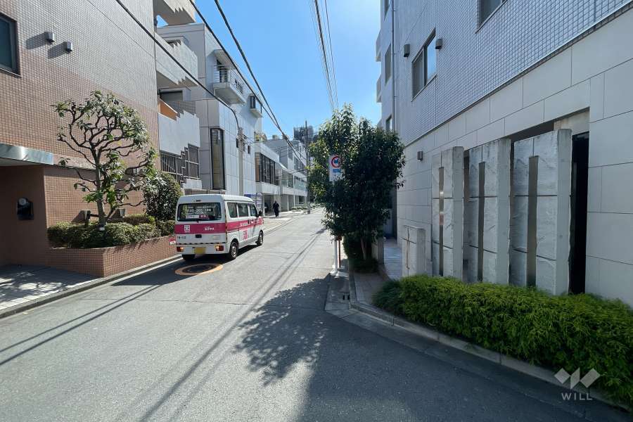敷地北東側の前面道路（北西側から）