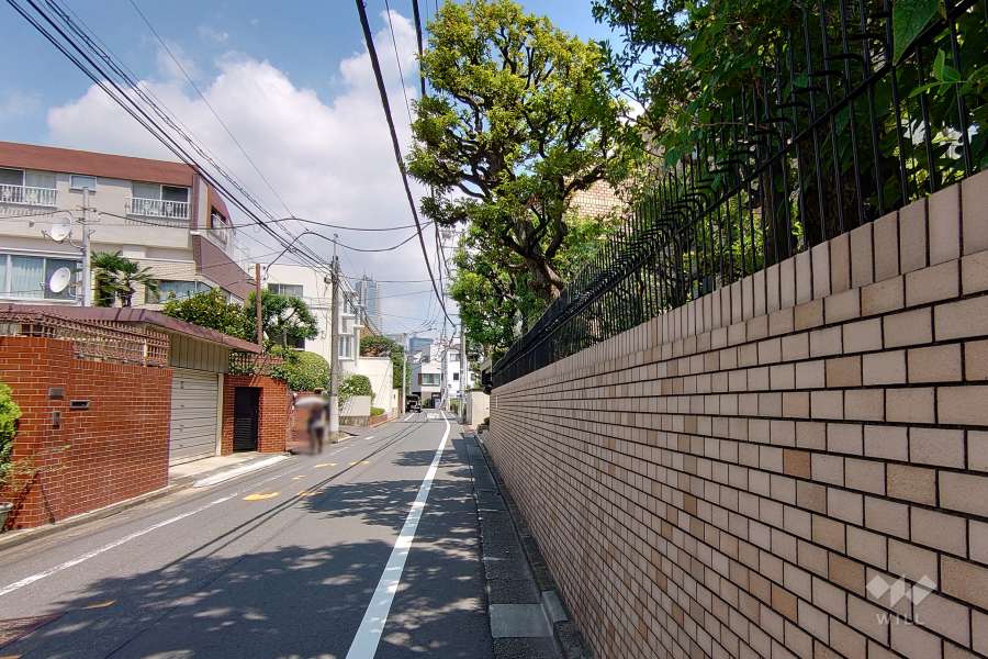 敷地西側の前面道路