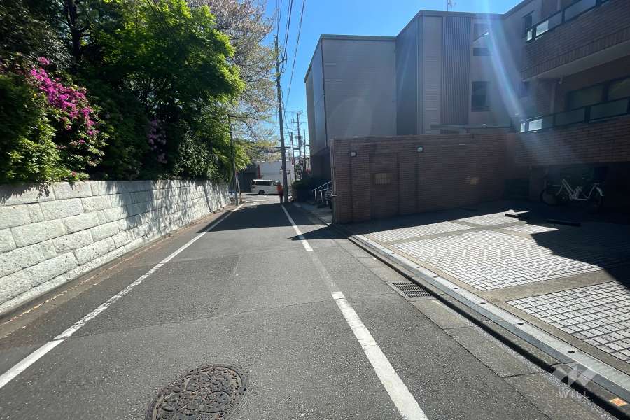敷地北西側の前面道路（南西側から）