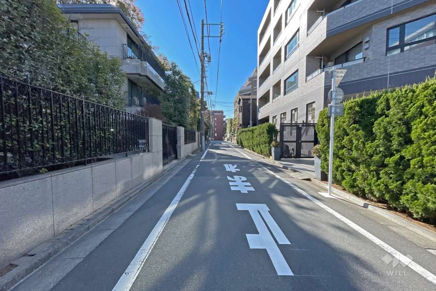 敷地西側の前面道路