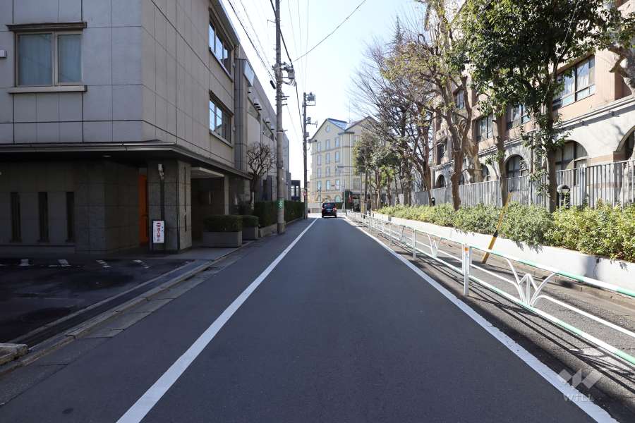 敷地北西側の前面道路（北東側から）