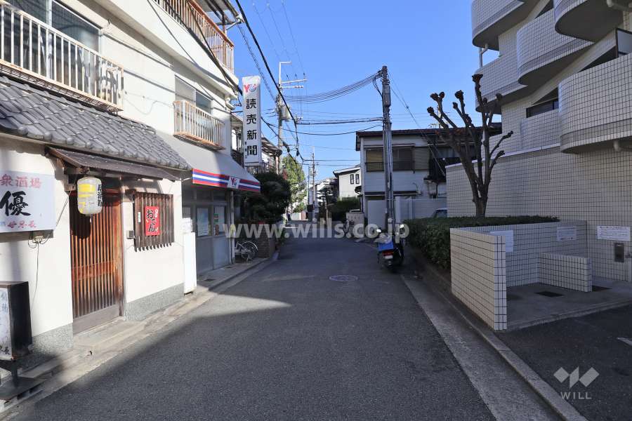 敷地北側の前面道路（西側から）