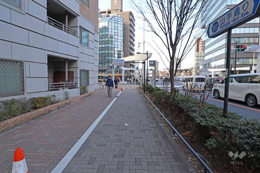 敷地東側の前面道路（南側から）