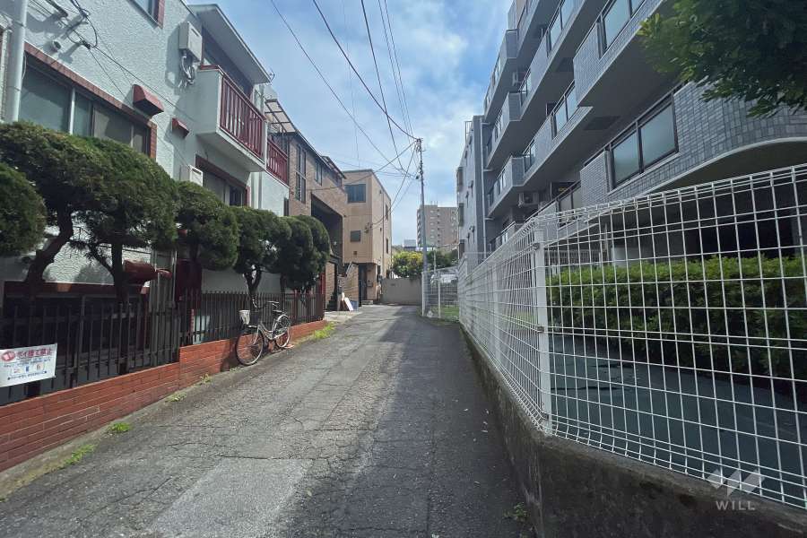 敷地東側の前面道路（北側から）