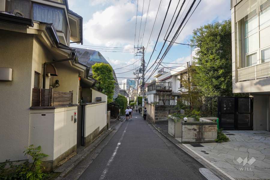 敷地南西側の前面道路（南東側から）