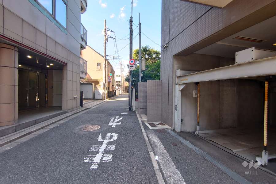 敷地南西側の前面道路（南東側から）