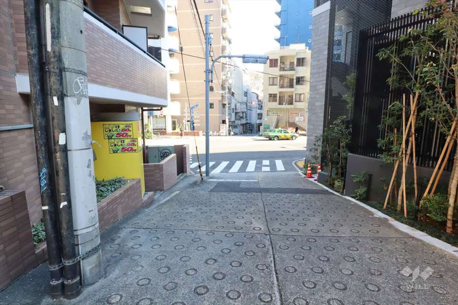 敷地南側の前面道路（西側から）