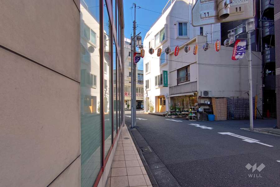 敷地北東側の前面道路（南東側から）