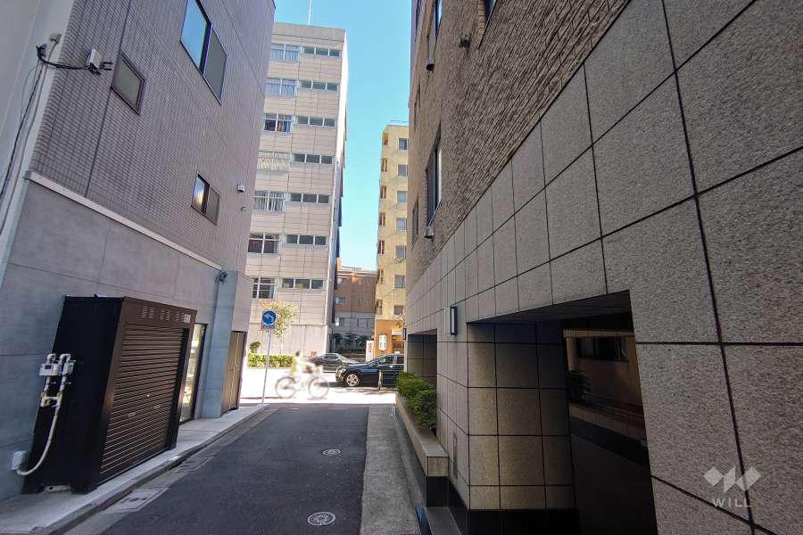 敷地北東側の前面道路（北西側から）