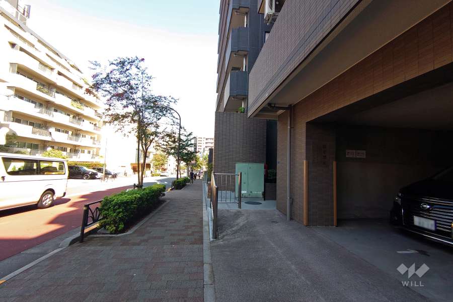 敷地北西側の前面道路（南西側から）