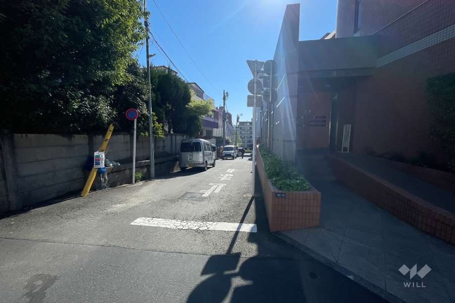 敷地北東側の前面道路（北西側から）