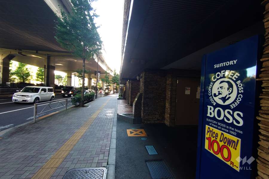 敷地南東側の前面道路（北東側から）