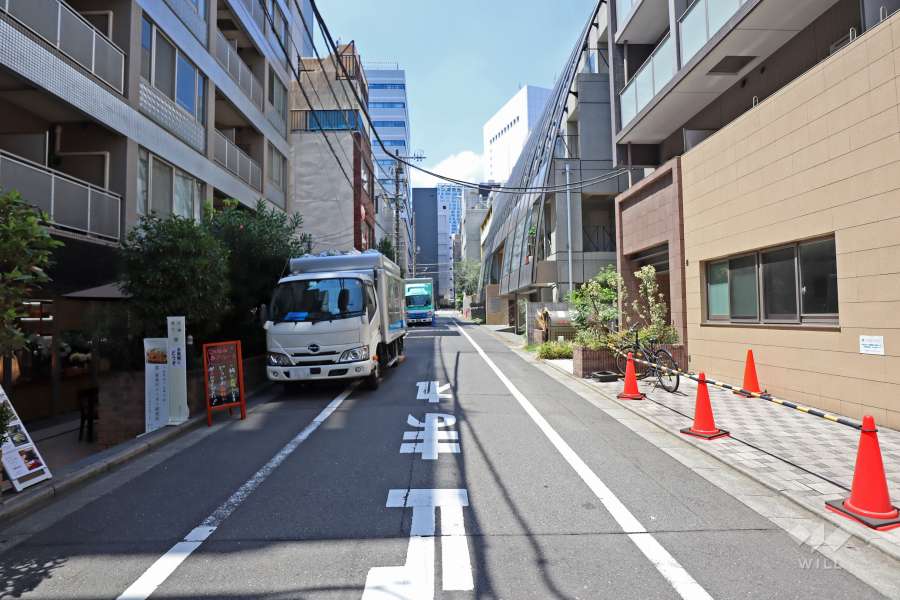 敷地北西側の前面道路（北東側から）