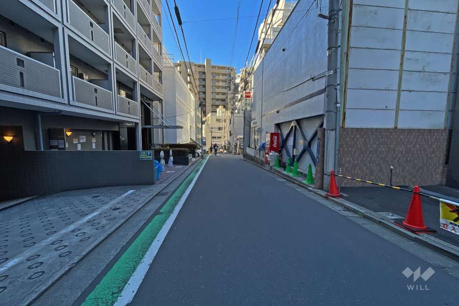 敷地北東側の前面道路（南東側から）