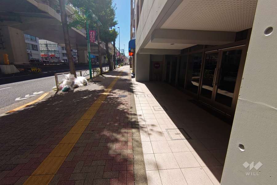 敷地南東側の前面道路（北東側から）