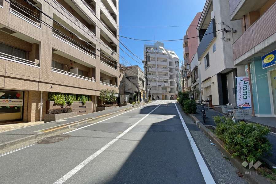 敷地西側の前面道路