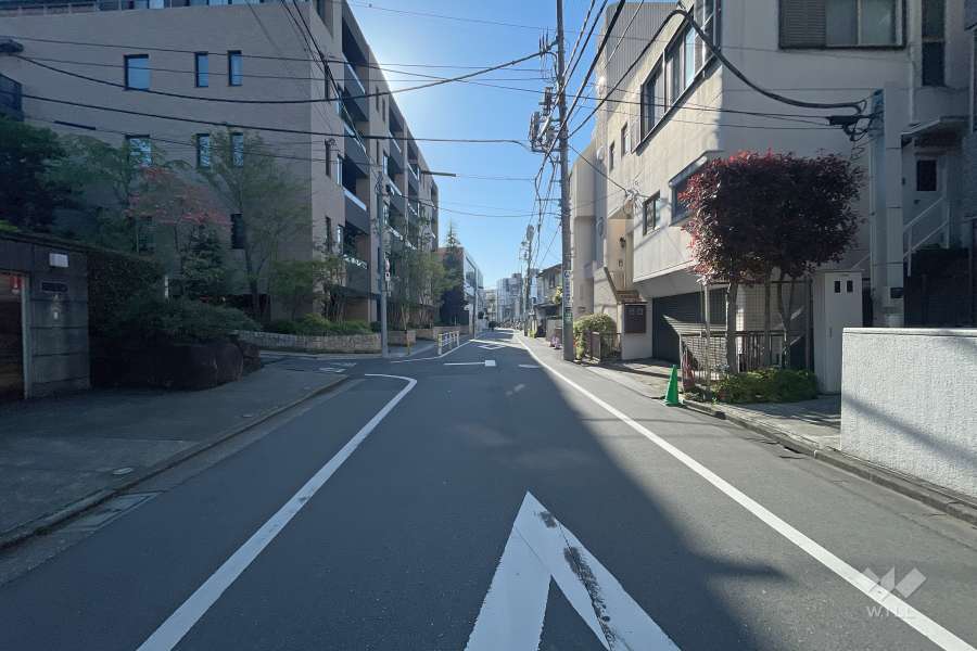 敷地北東側の前面道路（北西側から）