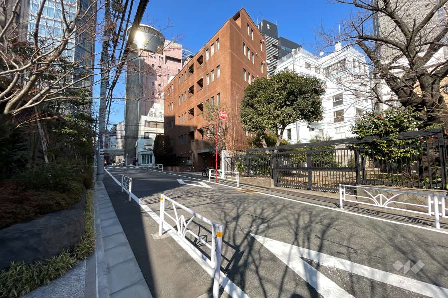 敷地南西側の前面道路（南側から）