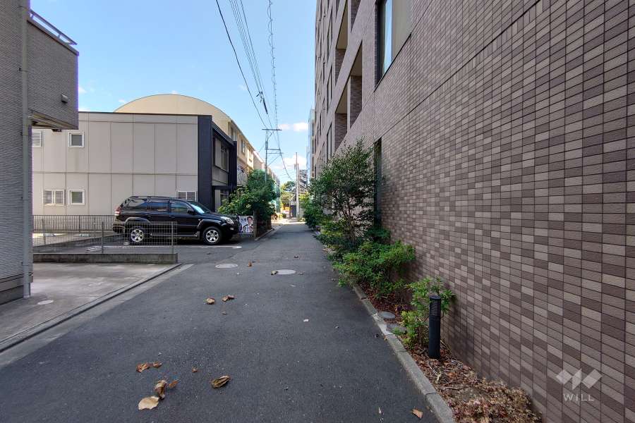 敷地東側の前面道路（北側から）