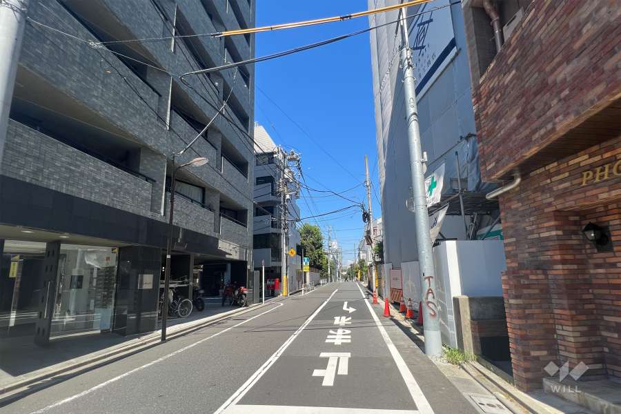 敷地北側の前面道路（西側から）