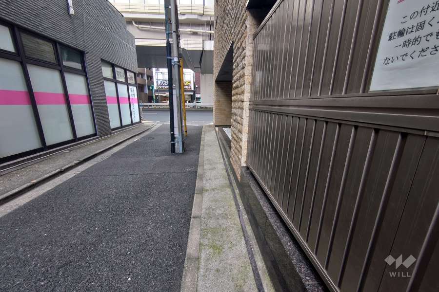 敷地北東側の前面道路（北西側から）