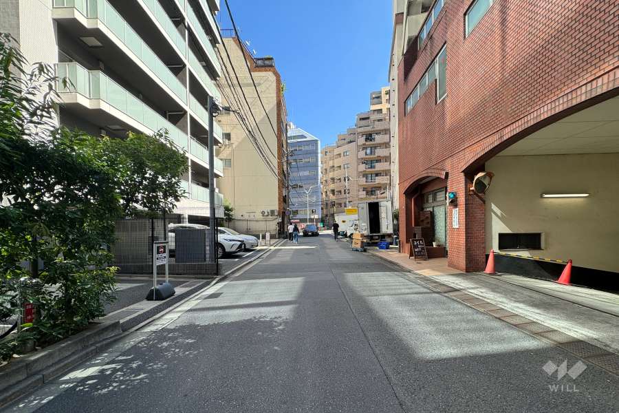 敷地南側の前面道路（西側から）