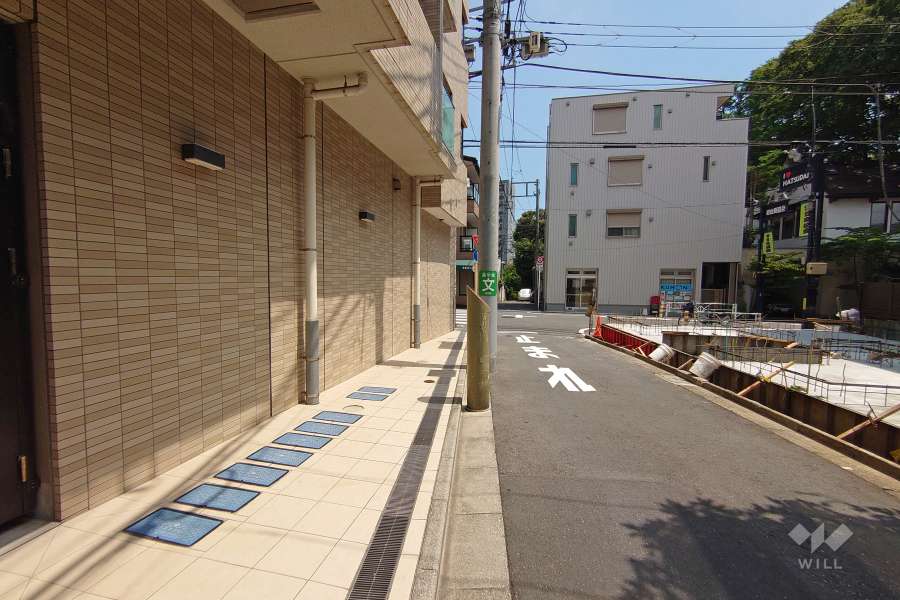 敷地南側の前面道路（西側から）