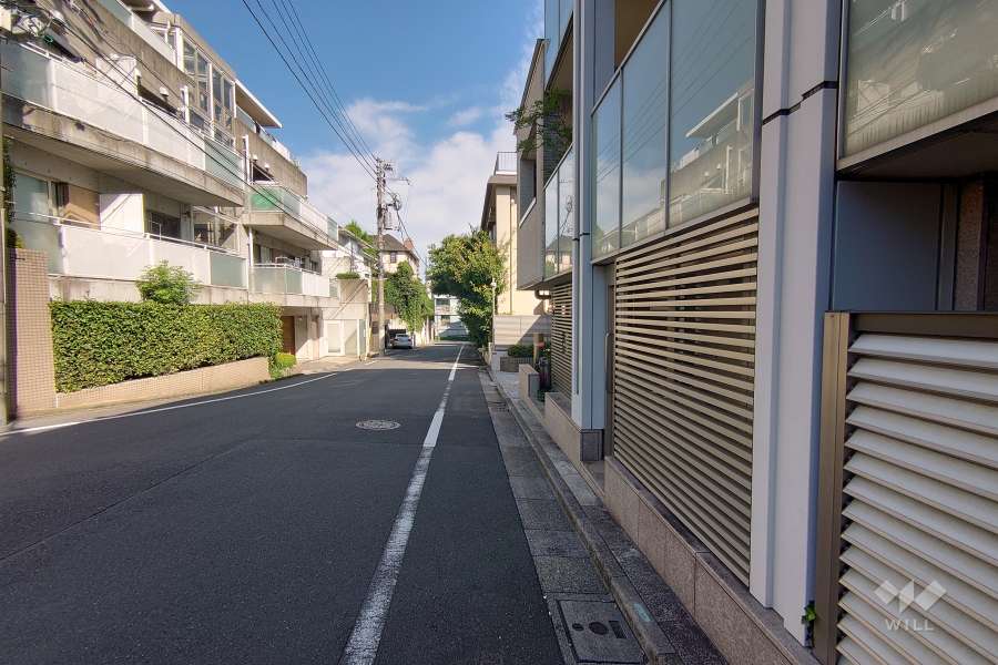 敷地西側の前面道路（南側から）