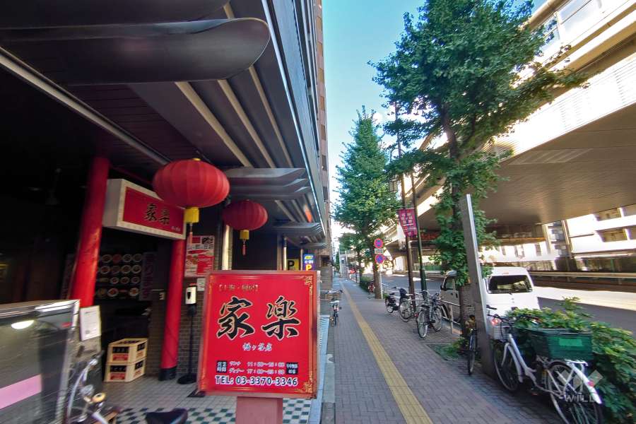 敷地南東側の前面道路（南西側から）