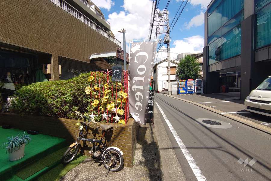 敷地北東側の前面道路（南東側から）