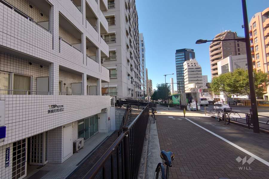 敷地北東側の前面道路（南東側から）