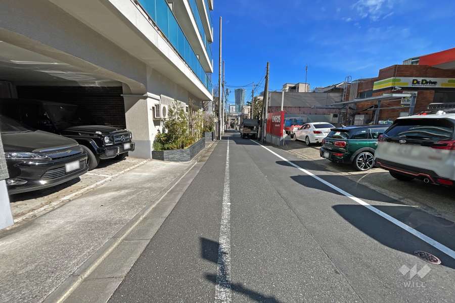 敷地南側の前面道路（西側から）