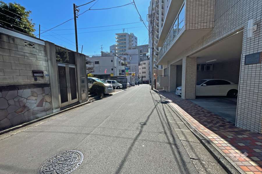 敷地東側の前面道路（北側から）