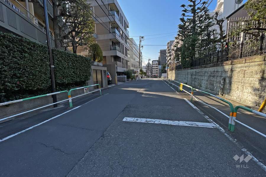 敷地西側の前面道路（北側から）