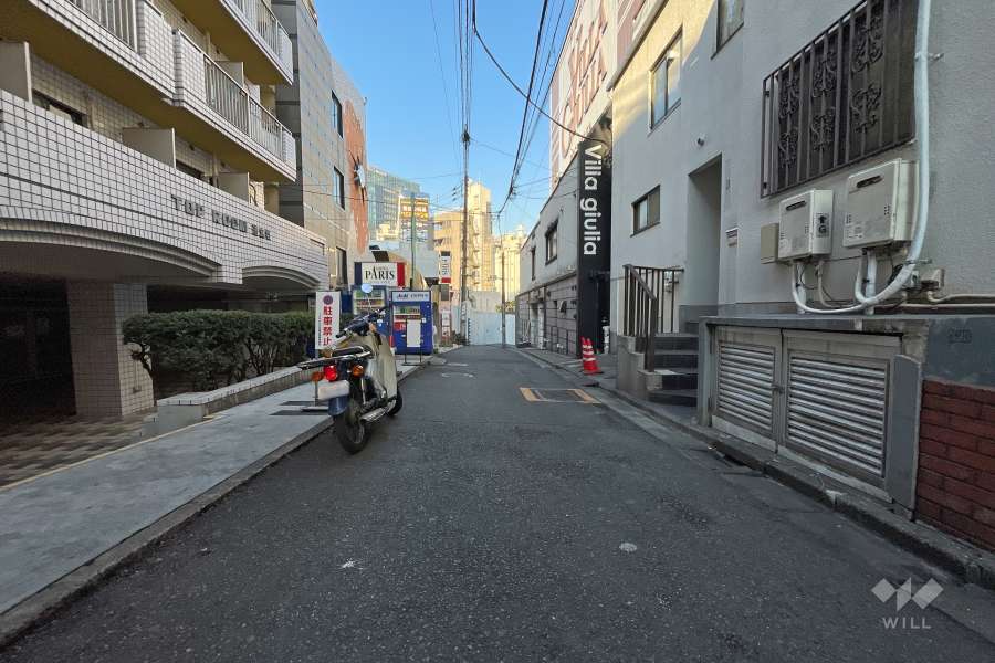 敷地東側の前面道路（南側から）