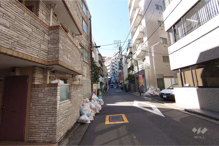 敷地北西側の前面道路（北東側から）