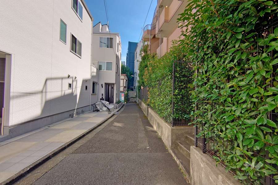 敷地北側の前面道路（西側から）