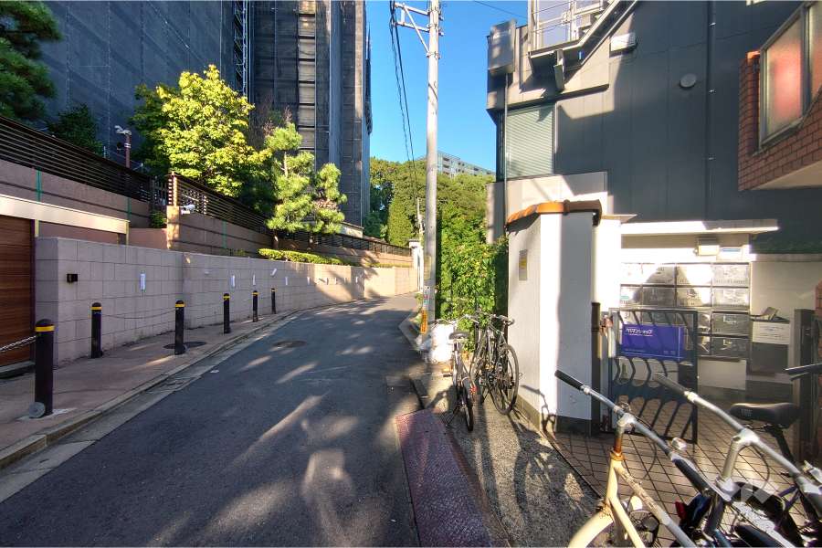 敷地北西側の前面道路（南西側から）
