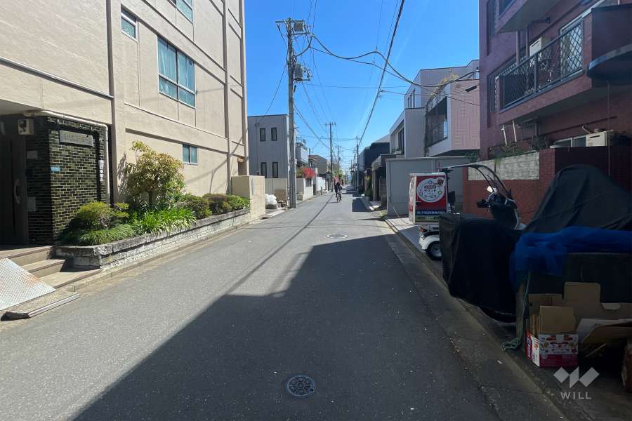敷地北側の前面道路（西側から）