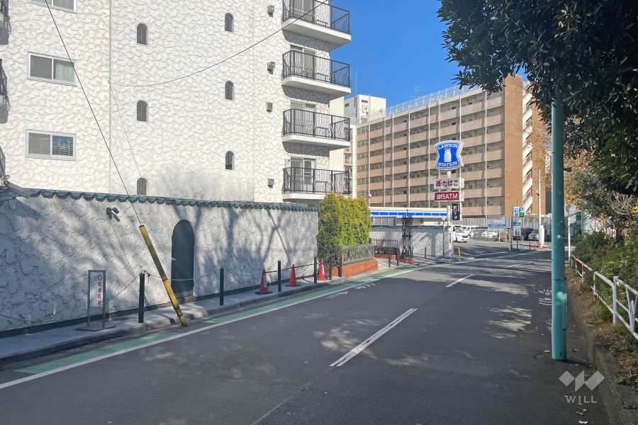 敷地南側の前面道路（西側から）