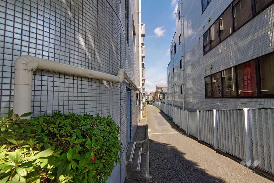 敷地東側の前面道路（南側から）