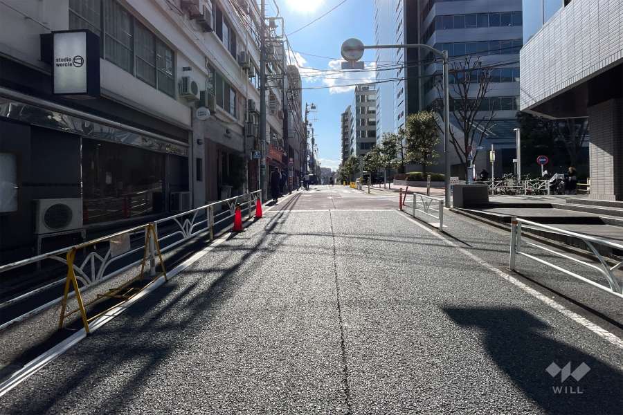 敷地西側の前面道路(北側から)