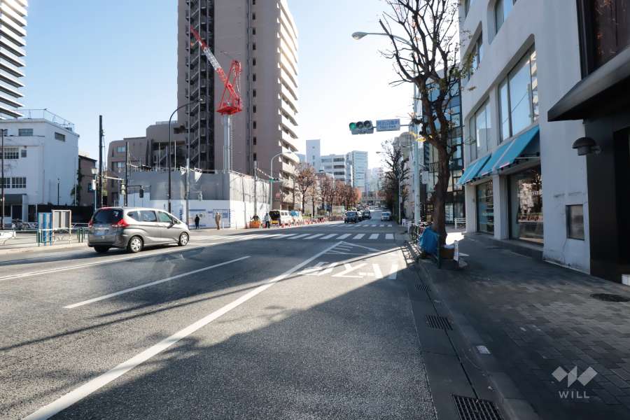 敷地東側の前面道路(北方面から)