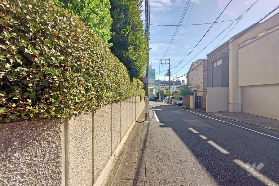 敷地南側の前面道路（西側から）