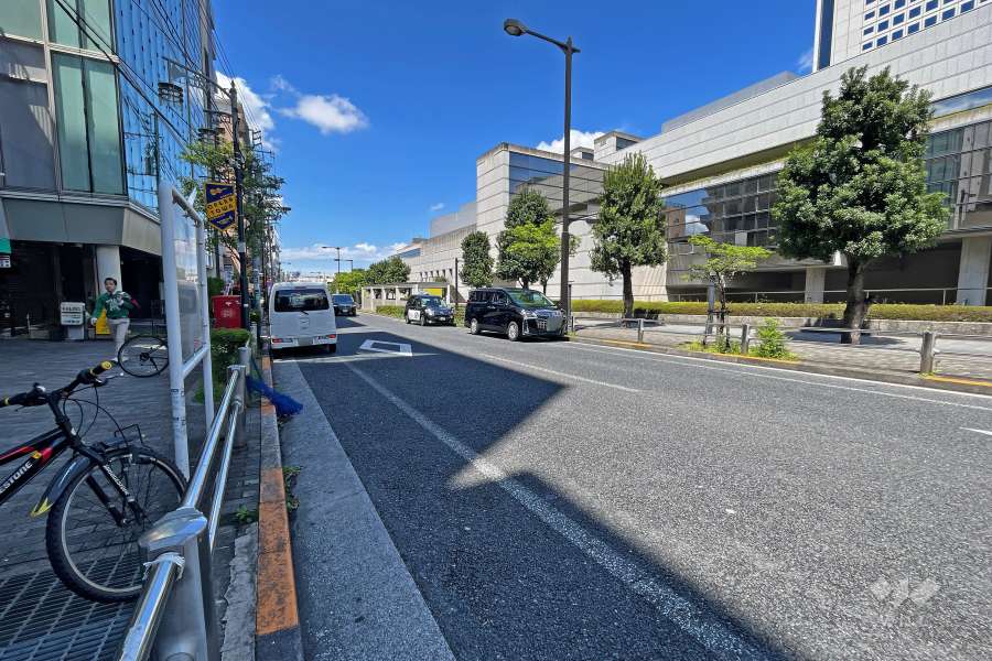 敷地北東側の前面道路（南東側から）