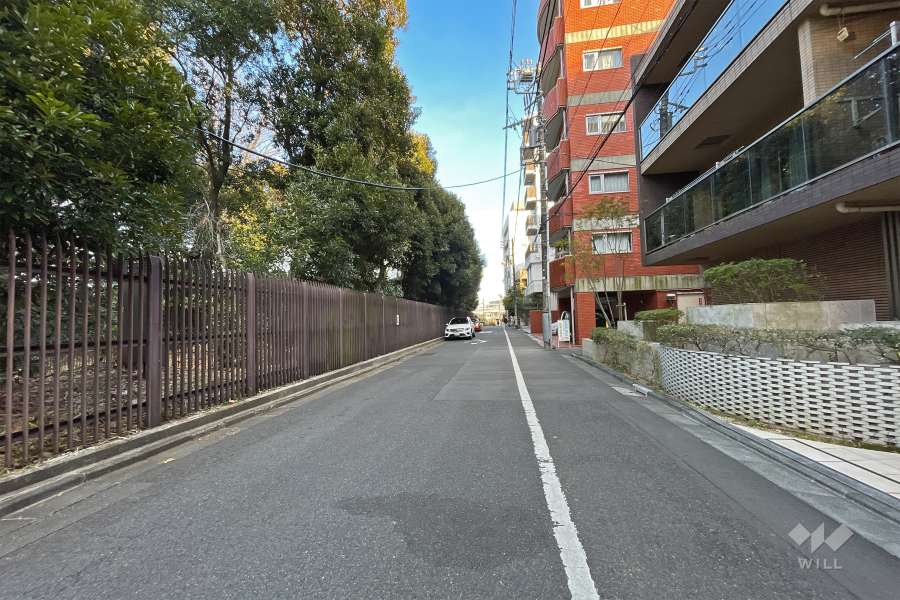敷地北東側の前面道路（北西側から）