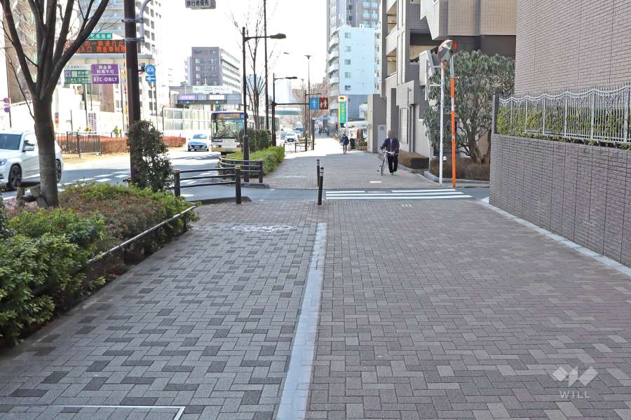 敷地東側の前面道路（北側から）