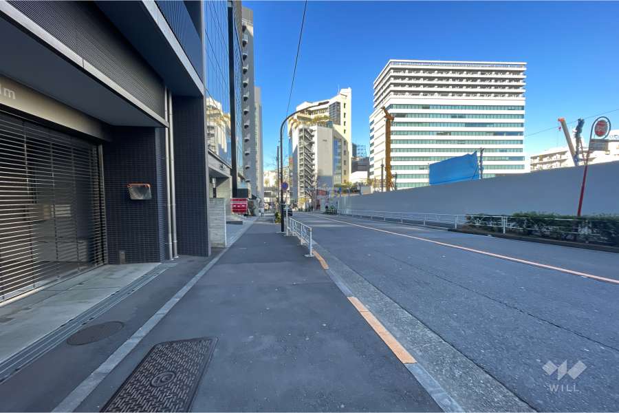 敷地北東側の前面道路（南東側から）